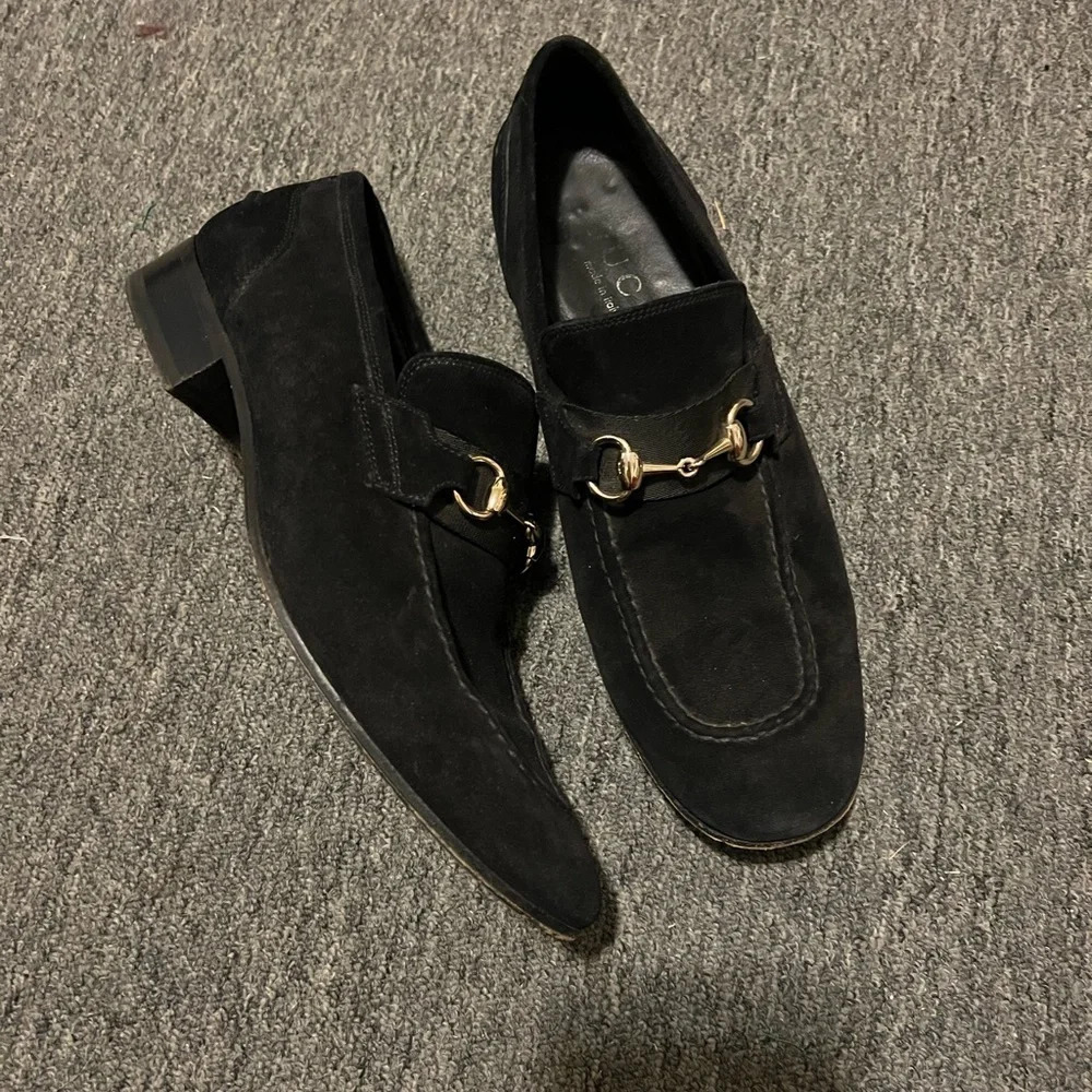 Gucci Black Suede Horse-bit Loafers, size 9 - Picture 2 of 10
